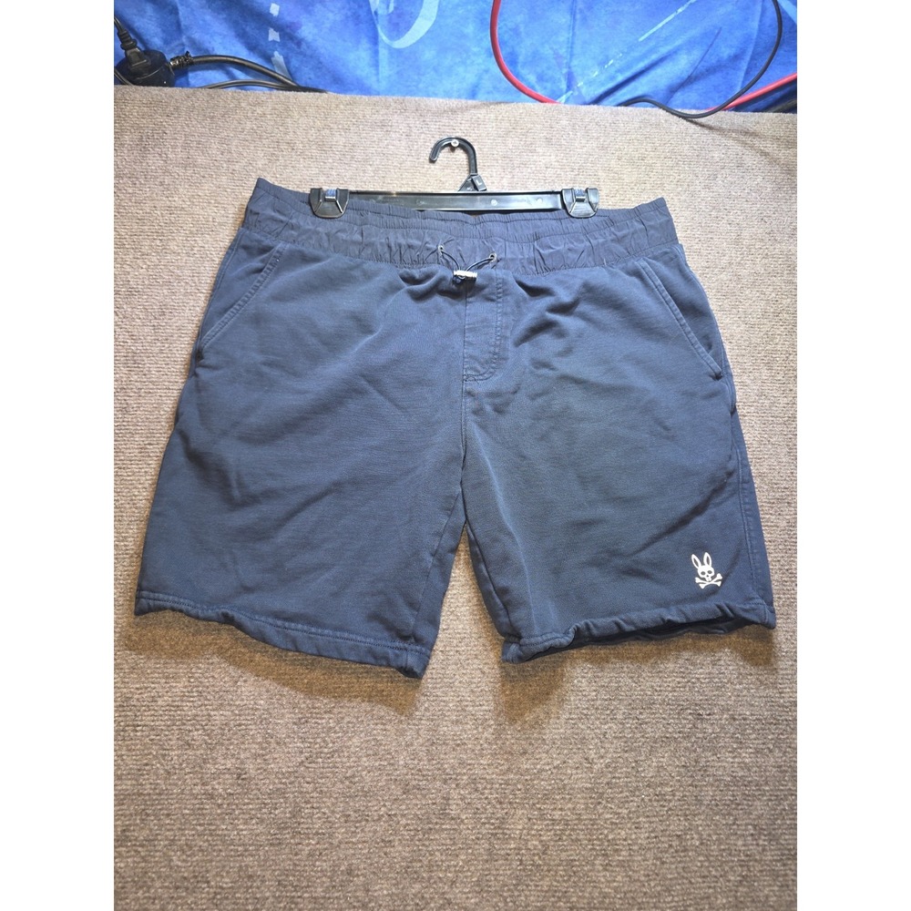Psycho Bunny Shorts Mens L Blue Sweat Elastic Waist Skull Casual Athletic
